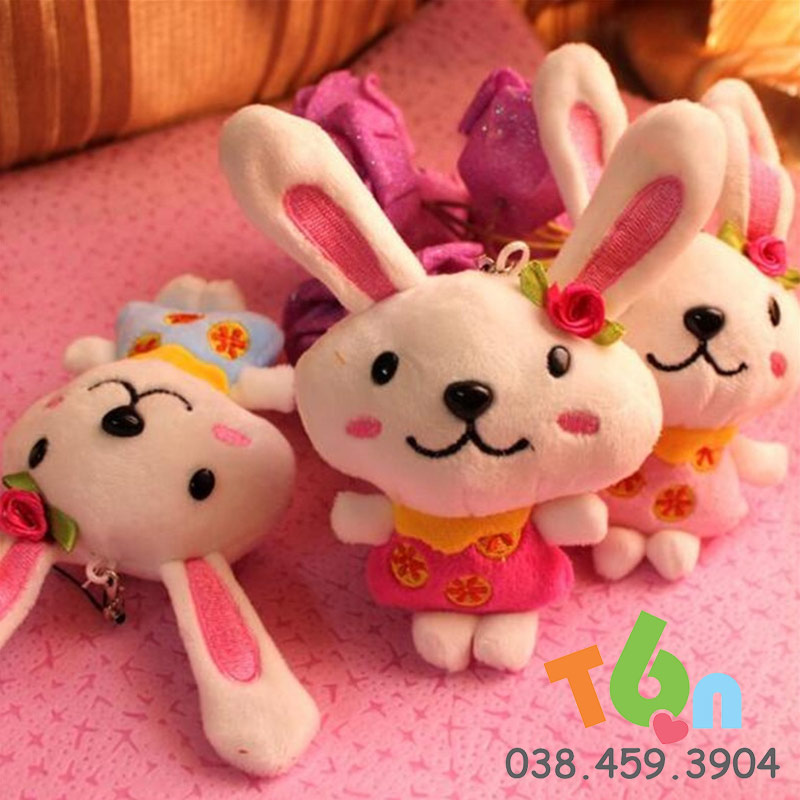 Thỏ bông mặc áo hoa cute, size nhỏ
